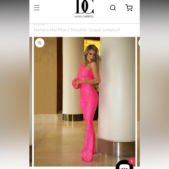 Debbie Carroll Hot Pink sequin Jumpsuit - Picture 3 of 5